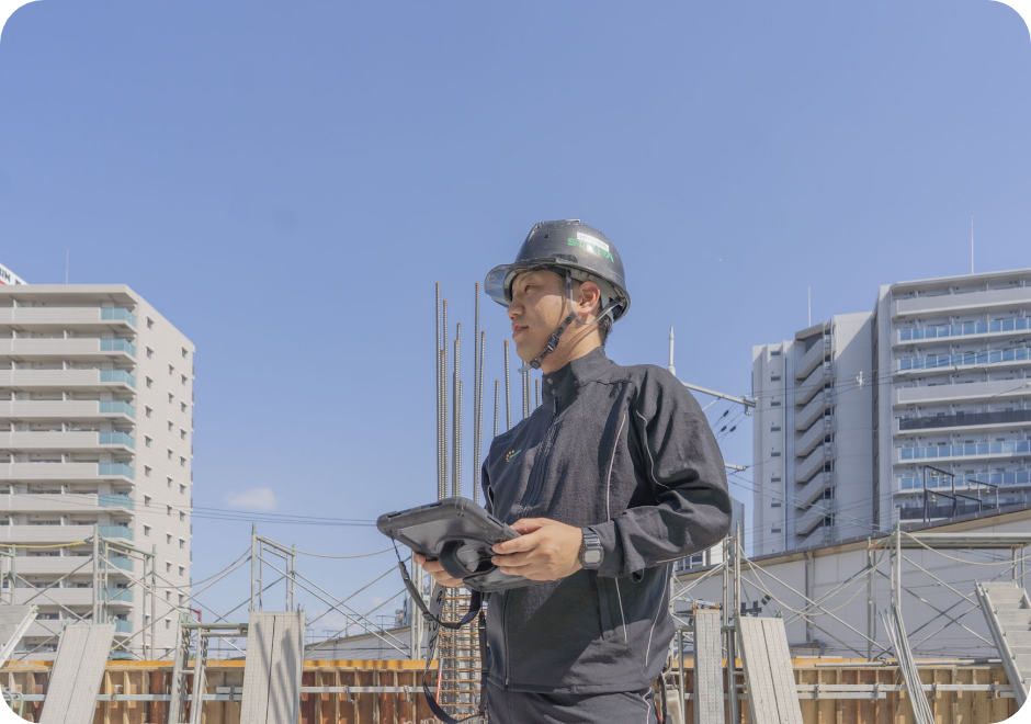 共同住宅の建築現場で施工管理を担当